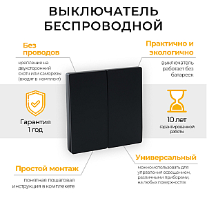 Выключатель беспроводной двухклавишный Feron TM82 41723