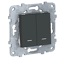 Переключатель двухклавишный с подсветкой Schneider Electric Unica New NU521354N