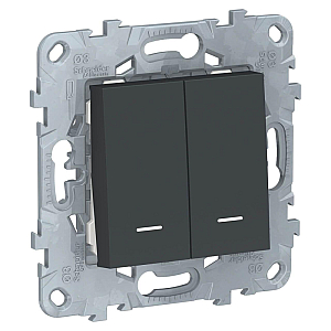 Переключатель двухклавишный с подсветкой Schneider Electric Unica New NU521354N