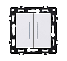 Выключатель 2-клавишный 10А/250В с LED подсветкой, белый Kollinger Asthetik AS-010WH