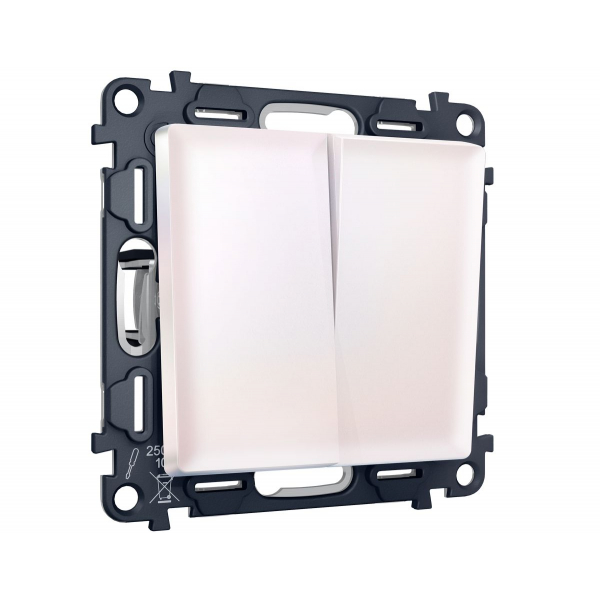 Комплект механизма 2-клавишного перекрестного выключателя 10A-250V Alfa Жемчуг Quant Ambrella Volt MA203030 (AP2030, VM125)