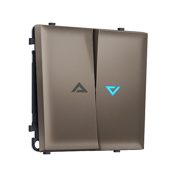 Комплект механизма 2-кл выключателя с самовозвратом с подсветкой 10000K SIGMA Темная бронза матовый QUANT PRO Ambrella Volt MS634460 (SP6344, PR129, G17B)