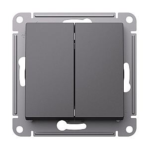 Переключатель 2-клавишный перекрестный, 2 x сх. 7, 10АХ, механизм Systeme Electric AtlasDesign Базальт ATN001473