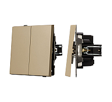 Механизм выключателя двухклавишный непроходной Arlight SWT-TENDO-MK02-SFPL-GD (230V, 10A) 054545