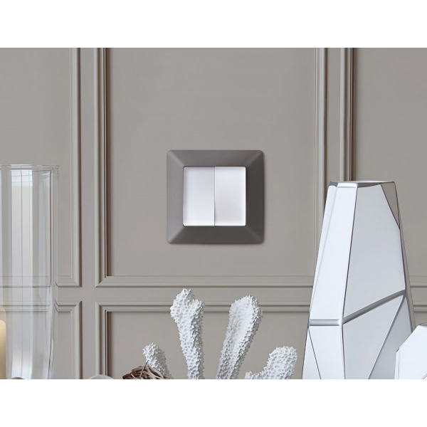 Комплект механизма 2-клавишного перекрестного выключателя 10A-250V Alfa Белый матовый Quant Ambrella Volt MA123030 (AP1230, VM125)