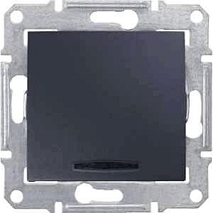 Выключатель кнопочный с синей подсветкой Schneider Electric Sedna 10A 250V SDN1600170