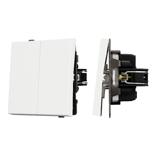 Механизм выключателя двухклавишный непроходной Arlight SWT-TENDO-MK02-SFPL-WH (230V, 10A) 054547