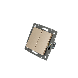 Механизм выключателя двухклавишный непроходной Arlight SWT-MK02-PL-GD-V (250V, 10A) 049890