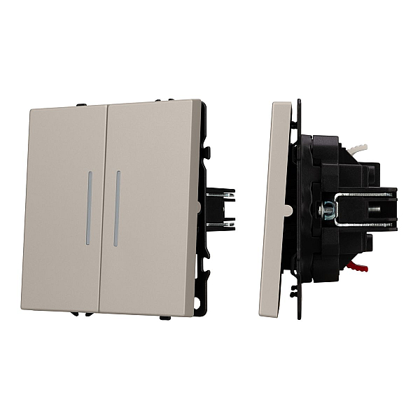 Выключатель звонковый 2 кл подсветка софт-тач кашемир Arlight SWT-MKR2-SFPL-L-CA (250V, 10A) 061787(2)