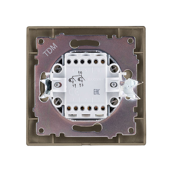 Выключатель двухклавишный с подсветкой Лама TDM Electric SQ1815-0705