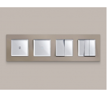 Комплект механизма 2-клавишного перекрестного выключателя 10A-250V Alfa Серебро глянец Quant Ambrella Volt MA403030 (AP4030, VM125)