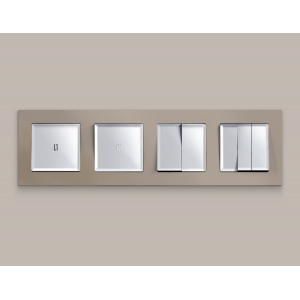 Комплект механизма 2-клавишного перекрестного выключателя 10A-250V Alfa Серебро глянец Quant Ambrella Volt MA403030 (AP4030, VM125)