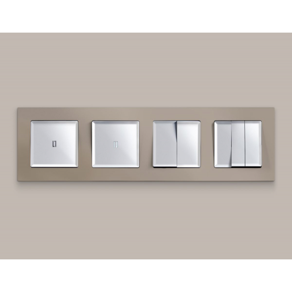 Комплект механизма 2-клавишного перекрестного выключателя 10A-250V Alfa Серебро глянец Quant Ambrella Volt MA403030 (AP4030, VM125)