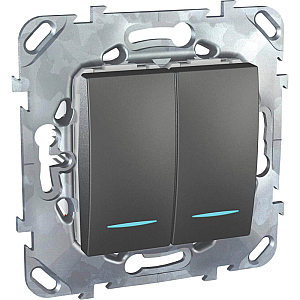 Переключатель двухклавишный с подсветкой Schneider Electric Unica MGU5.0303.12NZD