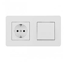 Выключатель одноклавишный с розеткой Arte Milano SET16-2-40-1-30-1 white