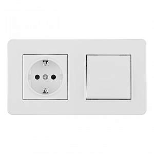 Выключатель одноклавишный с розеткой Arte Milano SET16-2-40-1-30-1 white