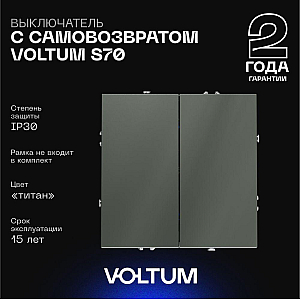 Выключатель с самовозвратом двухклавишный Voltum S70 VLS020606 (титан)