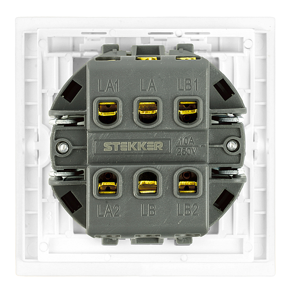 Выключатель двухклавишный Stekker Мия RSW10-3111-01 белая магнолия 50788