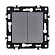 Выключатель 2-клавишный 10А/250В, серый Kollinger Asthetik AS-004GY