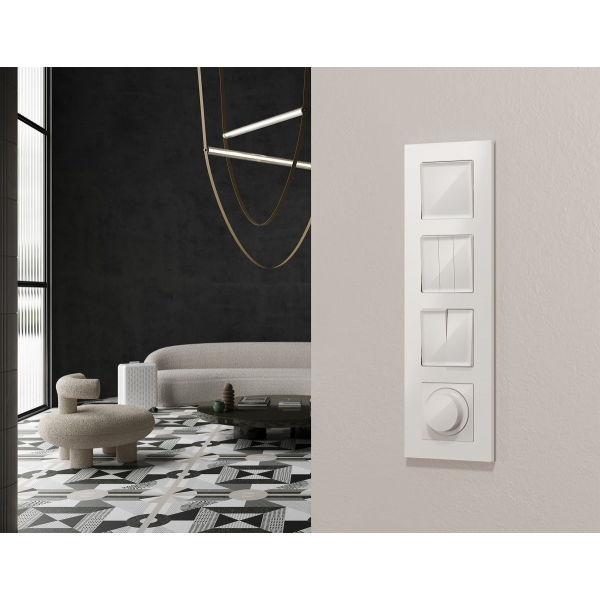 Комплект механизма 2-клавишного перекрестного выключателя 10A-250V Alfa Белый глянец Quant Ambrella Volt MA103030 (AP1030, VM125)