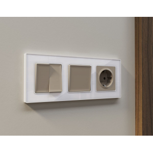 Комплект механизма 2-клавишного перекрестного выключателя 10A-250V Alfa Серо-бежевый матовый Quant Ambrella Volt MA363030 (AP3630, VM125)