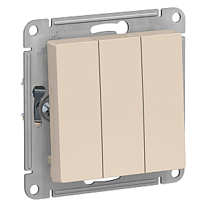 Выключатель 3-клавишный сх.1+1+1, 10АХ Systeme Electric AtlasDesign Бежевый ATN000231