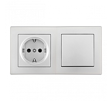 Выключатель одноклавишный с розеткой Arte Milano SET06-2-30-1-40-1 silver
