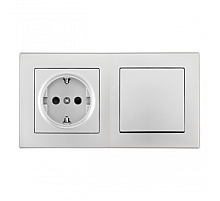 Выключатель одноклавишный с розеткой Arte Milano SET06-2-30-1-40-1 silver