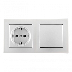 Выключатель одноклавишный с розеткой Arte Milano SET06-2-30-1-40-1 silver