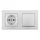 Выключатель одноклавишный с розеткой Arte Milano SET06-2-30-1-40-1 silver