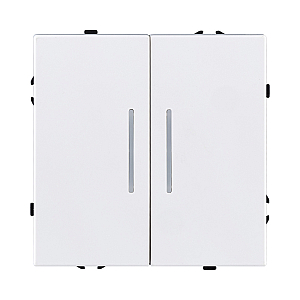 Выключатель 2-клавишный 10А/250В с LED подсветкой, белый матовый Kollinger Eclipse EC-010WH