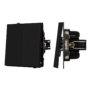 Механизм выключателя двухклавишный проходной Arlight SWT-TENDO-MKP2-SFPL-BK (230V, 10A) 054553
