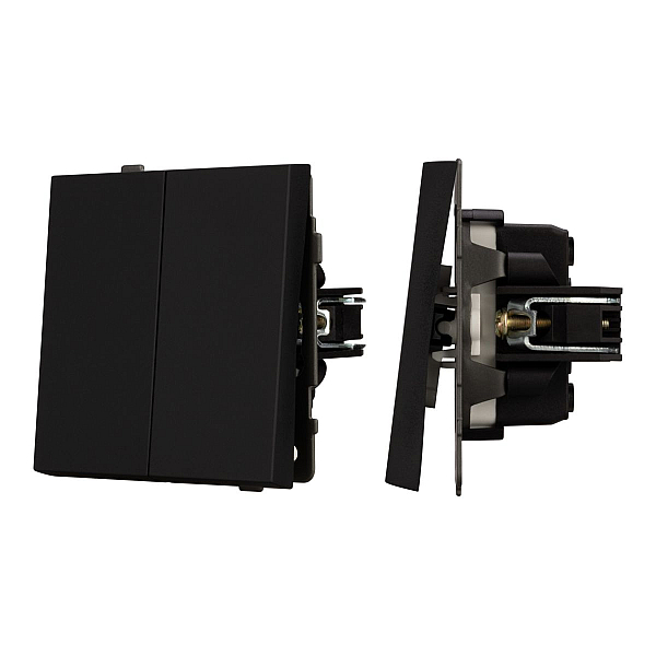 Механизм выключателя двухклавишный проходной Arlight SWT-TENDO-MKP2-SFPL-BK (230V, 10A) 054553