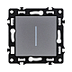 Выключатель кнопочный 1-клавишный 10А/250В с LED подсветкой, серый Kollinger Asthetik AS-012GY