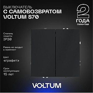 Выключатель с самовозвратом двухклавишный Voltum S70 VLS020607 (графит)