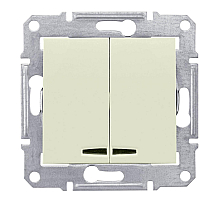 Выключатель двухклавишный с синей подсветкой Schneider Electric Sedna 10A 250V SDN0300347