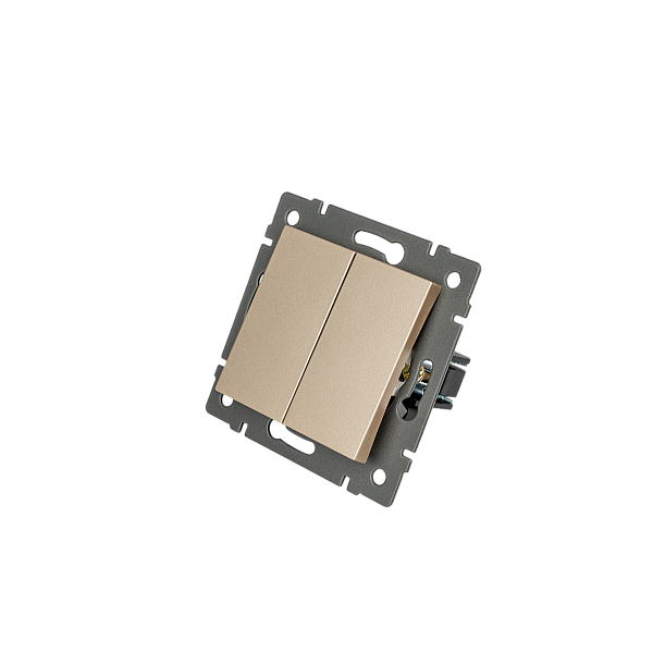 Механизм выключателя двухклавишный проходной Arlight SWT-MKP2-PL-GD-V (250V, 10A) 049895