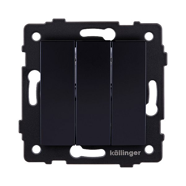 Выключатель 3-клавишный 10А/250В, изогнутый, черный Kollinger REA-R-012BK для Aspekt, Eleganz, Reflex