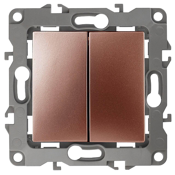 Выключатель двухклавишный ЭРА 12 10AX 250V 12-1004-14 Б0019313