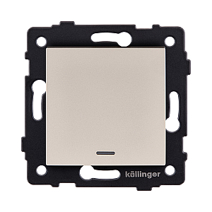 Выключатель 1-клавишный проходной 10А/250В с LED подсветкой, золотой Kollinger REA-S-004GD для Aspekt, Eleganz, Reflex