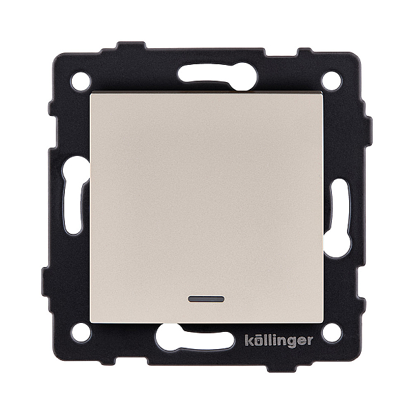 Выключатель 1-клавишный перекрестный 10А/250В с LED подсветкой, золотой Kollinger REA-S-015GD для Aspekt, Eleganz, Reflex