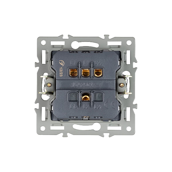 Механизм выключателя двухклавишный непроходной Arlight SWT-MK02-PL-BK (250V, 16A) 043725