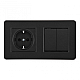 Выключатель двухклавишный с розеткой Arte Milano SET16-2-40-1-30-2 black