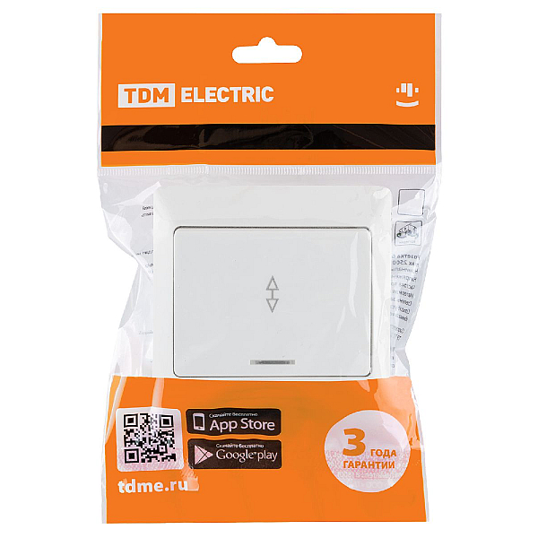 Выключатель одноклавишный с подсветкой на 2 направления Ильмень TDM Electric SQ1823-0006