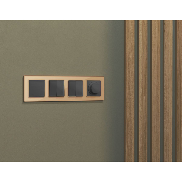 Комплект механизма 2-клавишного перекрестного выключателя 10A-250V Alfa Графит мягкое касание Quant Ambrella Volt MA903030 (AP9030, VM125)