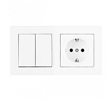 Выключатель двухклавишный с розеткой Arte Milano SET06-2-30-2-40-1 white