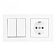 Выключатель двухклавишный с розеткой Arte Milano SET06-2-30-2-40-1 white
