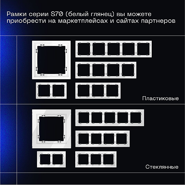 Выключатель встраиваемый Voltum S70 трехклавишный 10А, (белый глянцевый) VLS030101