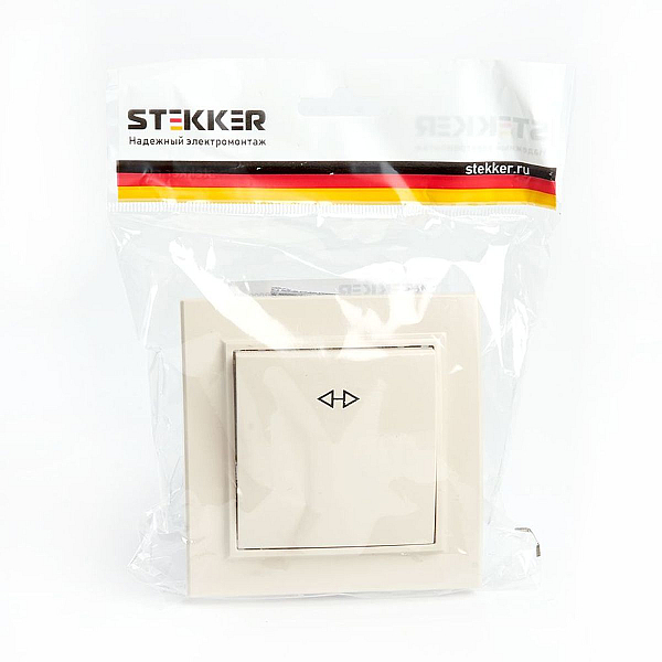 Переключатель одноклавишный перекрестный Stekker Эрна слоновая кость PSW10-9009-02 39926