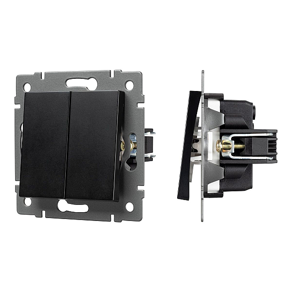 Механизм выключателя двухклавишный непроходной Arlight SWT-MK02-PL-BK-V (250V, 10A) 049888